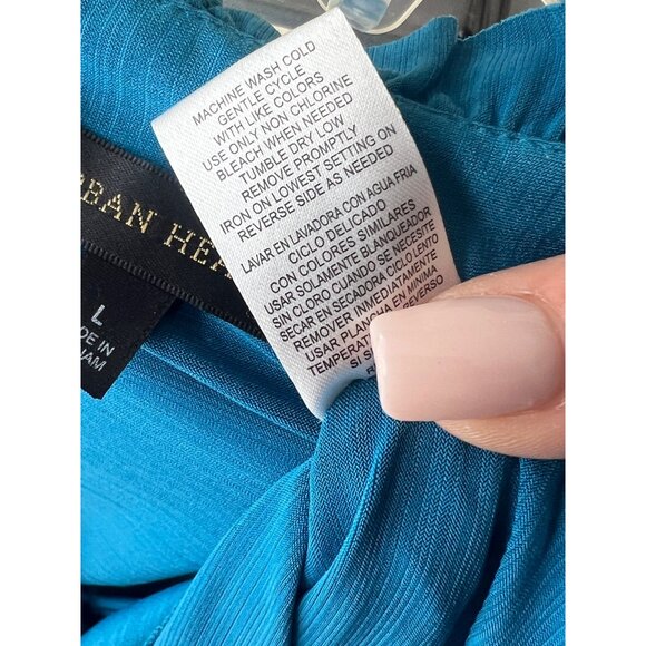 Urban Hearts Unique Teal Ruffled & Keyhole Mock Neck Short Sleeve Blouse - Picture 13 of 14